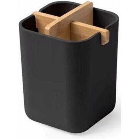 (Black) Bamboo Toothbrush Holder, Naturally Eco-Friendly, Antibacterial Toothbrush Jar for Bathroom, Compact Toothbrush Cup for Easy Storage