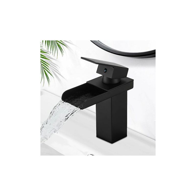 Black Basin Faucet, Waterfall Bathroom Faucet, Basin Mixer Tap With Cold & Hot Water Available, Water Saving Ceramic Valve, Elegant Design Bathroom