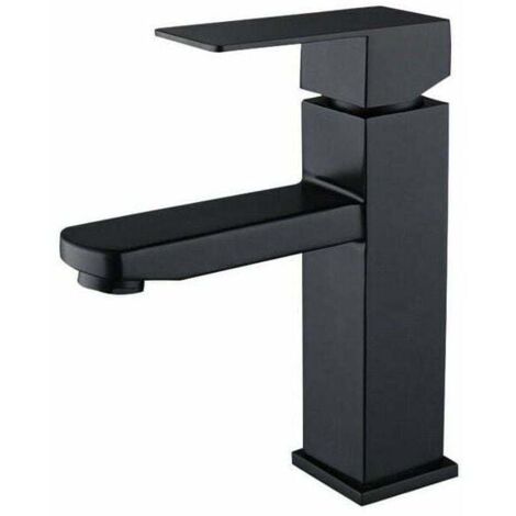 Black basin mixer stainless steel single lever hot and cold water with hoses included black sink faucet black bathroom mixer tap