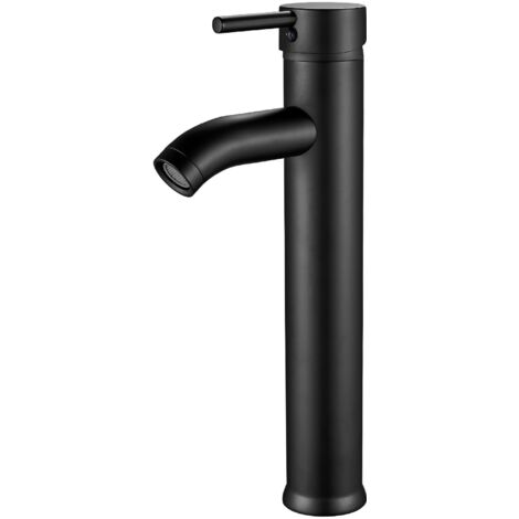 Black Basin Mixer Tap, High Bathroom Faucet, Single Lever Bathroom Mixer Tap, Adjustable Hot and Cold Basin Faucet, Solid Brass