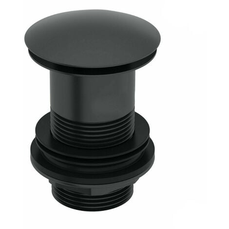 FNX BATHROOMS Black Basin Sink Waste Plug Full Cover Unslotted Click Clack Pop Up Push Button