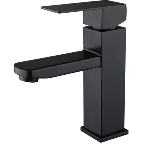 Black Bathroom Faucet Square Sink Mixer Hot and Cold Water Faucet Bathroom Mixer Stainless Steel(Without inlet pipe)