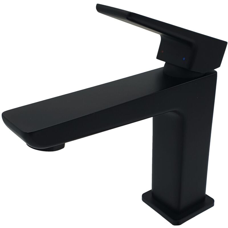 Black Bathroom Sink Elegant Standing Rectangle Shaped Mixer Tap Single Lever Tap