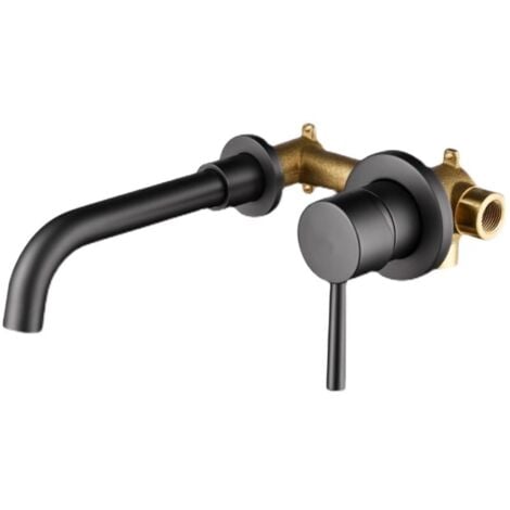LITZEE black brass paint faucet, wall mounted bathroom mixer, wall mounted basin faucets, wall mounted basin faucet for bathroom or washbasin