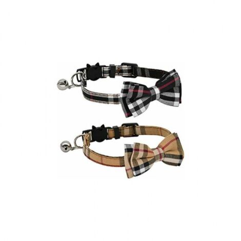 (Black + Brown) Kitten Collar with Bow Tie and Bell for Kittens and Kittens, Adjustable from 7.8 to 10.5 Inches