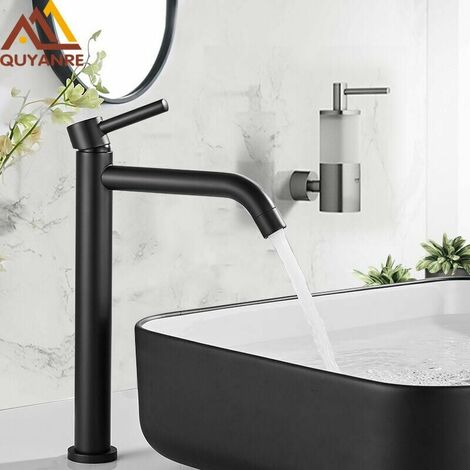 Black Chrome Basin Faucet, Tall Slim Basin, Bathroom Faucet, Hot And Cold Water Mixer Tap, Sink Crane Bathroom Faucet