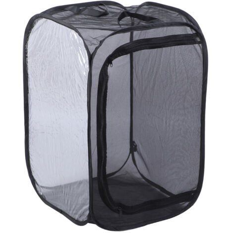 Black Collapsible Foldable Ventilated Insect Light Transmission Mesh Cage House