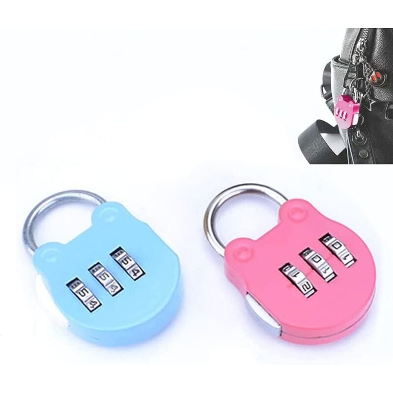 Black) Combination Padlock with 3 Digit Resettable Code, Small Cable Combination Padlock for Suitcase Travel Bag Locker