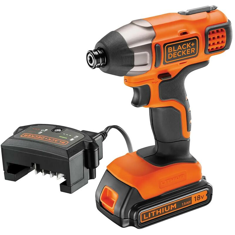 Black&decker - 18v Impact Driver with 1.5ah Battery + Charger Cordless BDCIM18C1