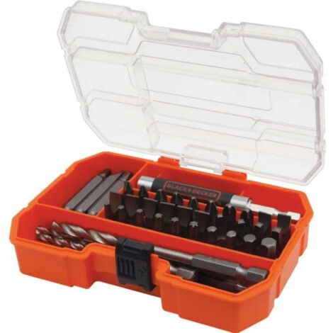 BLACK+DECKER A7234-XJ - BLACK+DECKER 45-teiliges Bohrer- und Schraubendreher-Set in kleinem, robustem Koffer, orange
