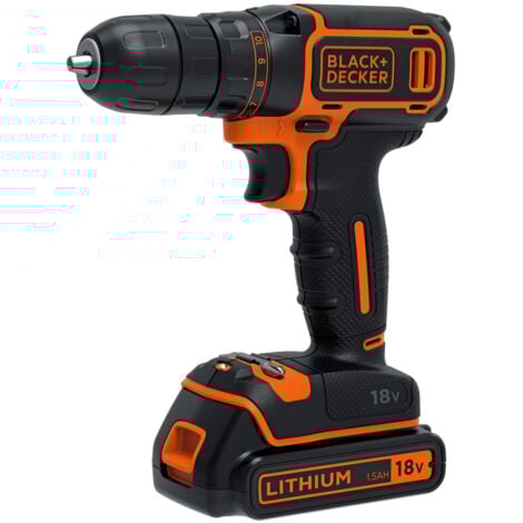 BLACK & DECKER Trapano Avvitatore a Batteria 1.5 18 V e Valigetta Black Decker BDCDC18K-QW