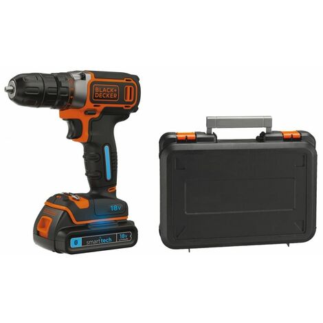 Perceuse-visseuse sans fil 18V batterie lithium 1.5Ah Black + Decker Smart Tech BDCDC18KST Coffret de transport