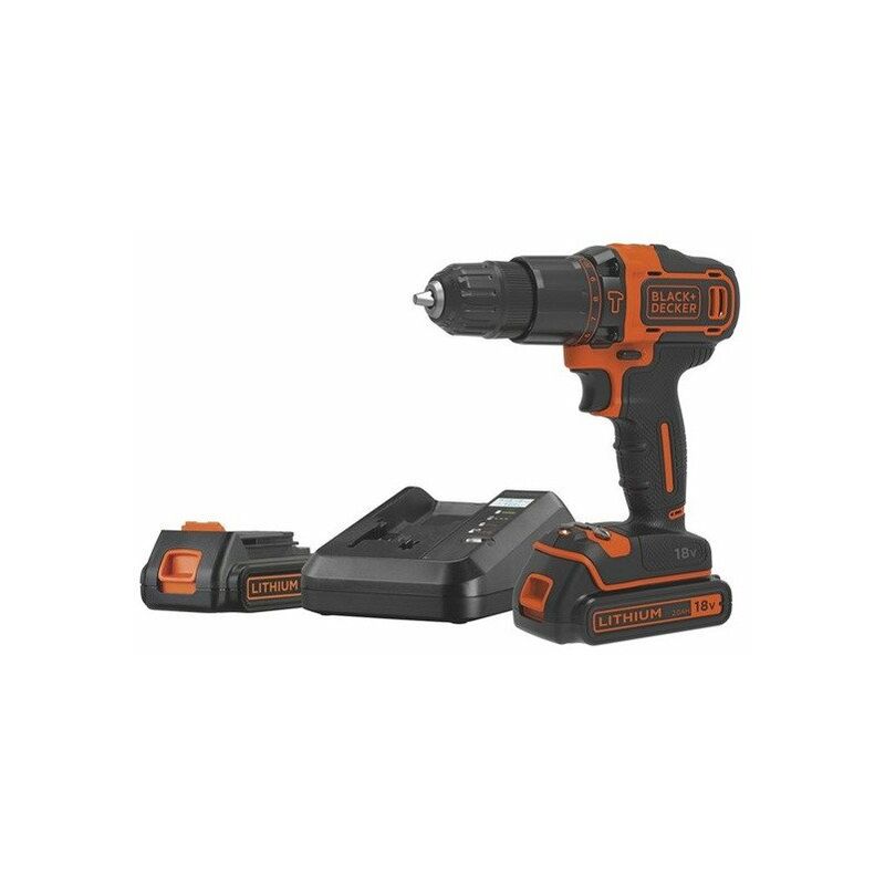 

Black&decker - Black and Decker -Taladro-atornillador de percusión de Li-Ion 18V 2Ah con maletín - BDCHD18K1B2