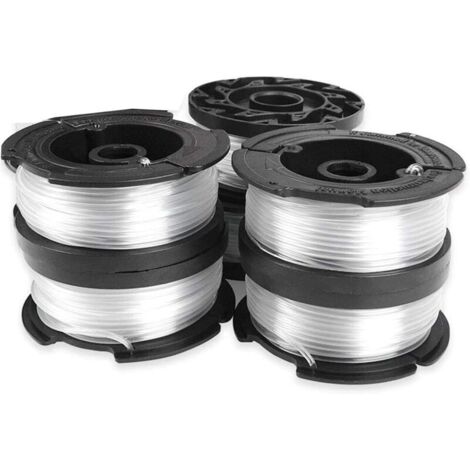 Black + Decker Bobines de Fil Reflex Bobine Fil DéBroussailleuse Bobine Reflex Transparent 6 Bobines 1 Couvercle de Bobine 1 Ressort