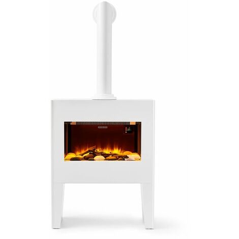Black+Decker BXFH45006GB Realistic LED Flame Effect Fireplace Suite & Chimney Flue, 1.8KW, Adjustable Thermostat 5-37°C, 8 Hour Timer, LED Display & Remote Control, 6 Flame Brightness Settings, White