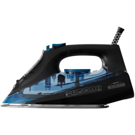 Black & Decker BXIR2606E Trocken- & Dampfbügeleisen Keramik-Bügelsohle 2600 W Schwarz, Blau