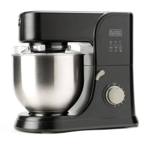 BLACK+DECKER BXKM1001E - Impastatrice planetaria, 1000W, 8 velocità, Turbo, centrifuga planetaria, facile da pulire, acciaio inossidabile, nero