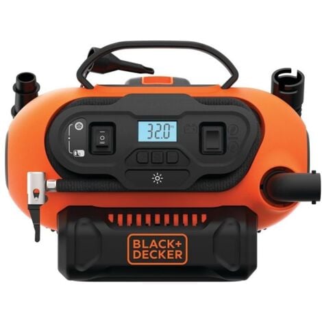Black & decker Compressore Portatile 11 bar Doppia Alimentazione 230/12 v con Accessori Gonfiaggio