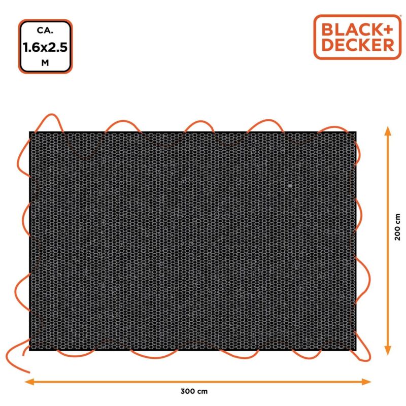 Black & Decker Schwarze Plane Für Anhänger, Maße, 1, 6x2, 5m. Black+decker