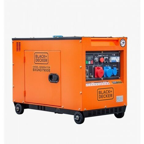 Black & Decker – Groupe électrogène insonorisé 7.9kVA diesel – 5800W monophasé et triphasé – Autonomie 7h – Niveau sonore 70dB – Démarrage automatique - BXGND7900E