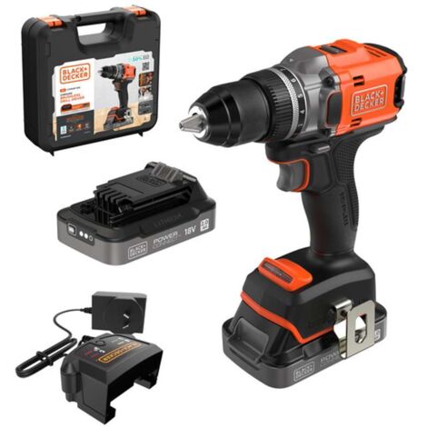 BLACK+DECKER Herramientas - Taladro atornillador AKU 18V, 2x batería 2,0 Ah Li-Ion, cargador BLD682D2XK-QW