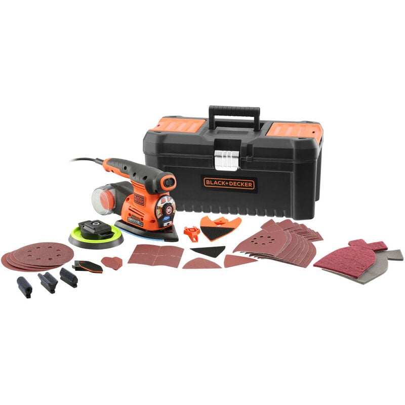 Black&decker - Multiponceuse Autoselect Filaire - 220 w - Vitesse max 3000 trs/min - 21 accessoires - Livrée en boite à outil (KA280LKA-QS)