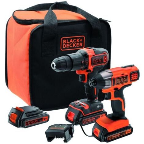 BLACK & DECKER Black+Decker KIT TRAPANO AVVITATORE PERCUSSIONE+AVVITATORE IMP. BCK21S2S-QW 18V 2 batterie 1,5 Ah