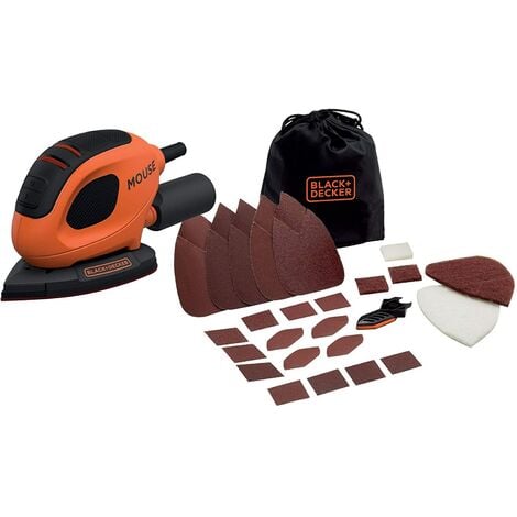 BLACK & DECKER Black+Decker Levigatrice Mouse Multifunzione 55W BEW230BC-QS Con 15 Accessori e Softbag