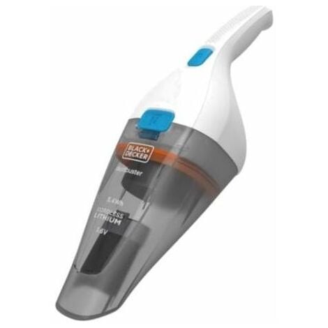 Black+Decker NVC115JLEW – Aspirabriciole a batteria, 11 minuti di autonomia, capacita' contenitore 0,385L, potenza 3,6V (circa 15,5W), beccuccio integrato e base di ricarica inclusi, colore bianco e b