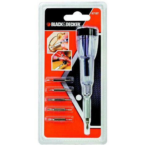 Black & decker penna di precisione per avvitare con 6 inserti doppi a7197-xj
