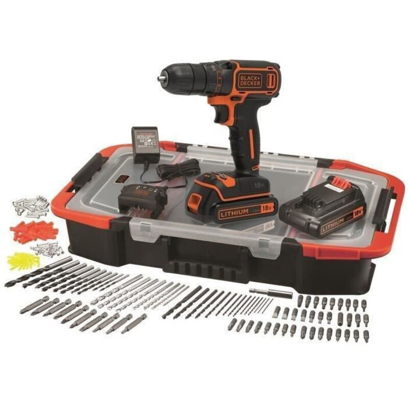 Perceuse Visseuse Sans Fil Black+Decker BDCDC18BAST-QW – 18V 160 Accessoires - vue 2