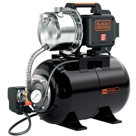 BLACK+DECKER Pompa Autoadescante BXGP1100XBE con Serbatoio per Acque Chiare (1100 W, Portata max. 4.600 l/h, Prevalenza max. 45 m)
