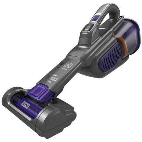 BLACK & DECKER BLACK+DECKER Pulizia - Aspirapolvere portatile a batteria 18V, stazione di ricarica, color titanio/viola BHHV520BFP-QW
