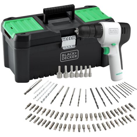 BLACK+DECKER Reviva REVDD12C Trapano Avvitatore a Batteria 12V con Accessori 80 Pezzi e Cassetta Portautensili 12.5"