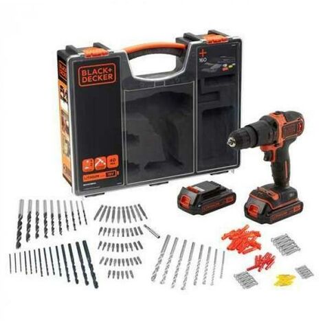 BLACK & DECKER TRAPANO/AVVITATORE A PERCUSSIONE 18V A LITIO IN VALIGETTA PREMIUM CON DOPPIA BATTERIA BDCHD18BOA-QW