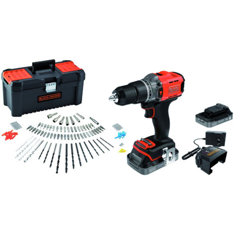 Black+Decker TRAPANO AVVITATORE A PERCUSSIONE BCD383D2TA-QW 18V 2 batterie 2 Ah +120 acc. +valig.