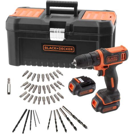 Black+Decker TRAPANO AVVITATORE BDCDD121BKA-QW 10,8V 2 batterie 1,5 Ah valig.+40 acc.