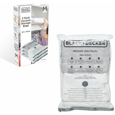 BLACK & DECKER BLACK+DECKER Vacuum Storage Bags, White, Medium