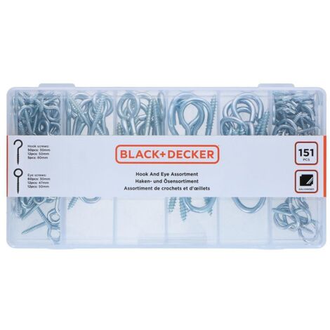 Black+Decker Viti de filetto, viti de occhiello, viti de gancio,  filetto de legno