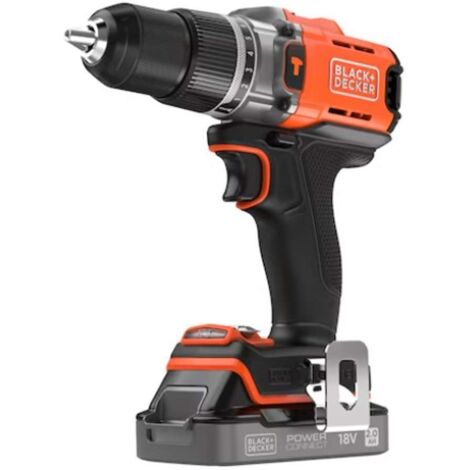 BLACK+DECKER Werkzeug - 18V Akku-Schlagbohrmaschine, 1x 2,0 Ah Li-Ion Akku, Ladegerät BCD383D1XC-QW