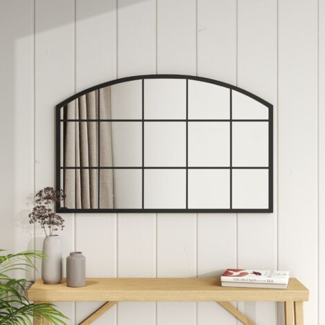 Black Decorative Arch Wall Mirror Wrought Iron Decorative Mirror 110cm W x 2cm D x 70cm H