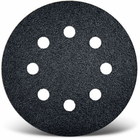 Black Disques abrasifs auto-agrippants, 125 mm, 8 trous, p. Ponceuses excentriques, Carbure de silicium (Lot de 100) G60