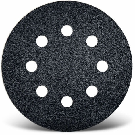 Black Disques abrasifs auto-agrippants, 125 mm, 8 trous, p. Ponceuses excentriques, Carbure de silicium (Lot de 100) G60