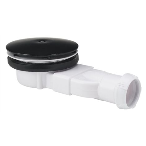 Black DN40 Slim Shower Drain Waste Trap Flat 24l/min