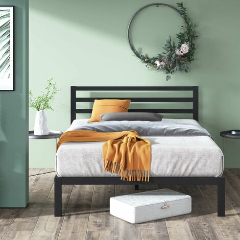 Black Double Metal Bed Frame with Headboard 135x190 cm ZINUS - Black