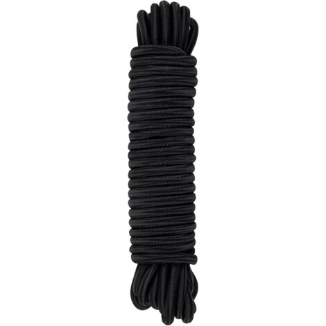 Black Elastic Bungee Cord, 8mm x 10m, Polypropylene Rope for Fixing