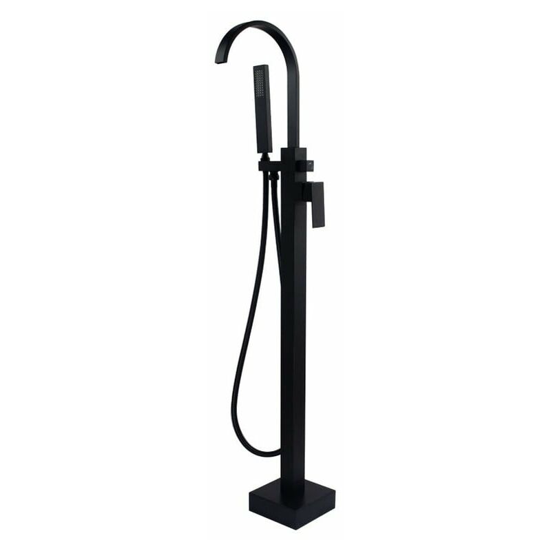 Black floor-mounted bath mixer tap - Sirius