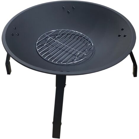 BLACK GARDEN FIREPELLER 55cm GRILL STEEL FIREPELLER BLACK CAULDRON