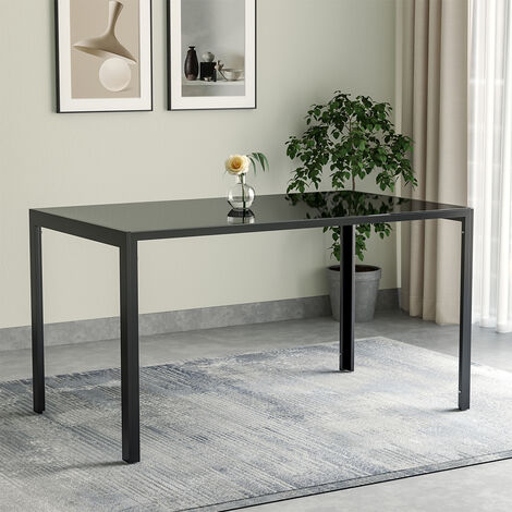 Black Glass Dining Table 140x80x75cm