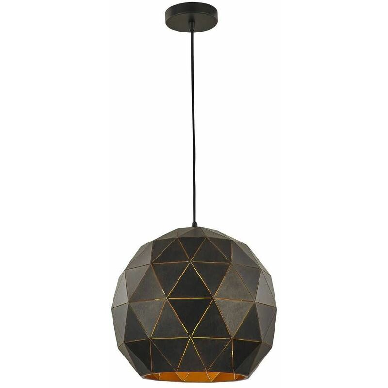 15franklite - Black / gold pendant Tangent 1 Bulb Diameter 35 Cm